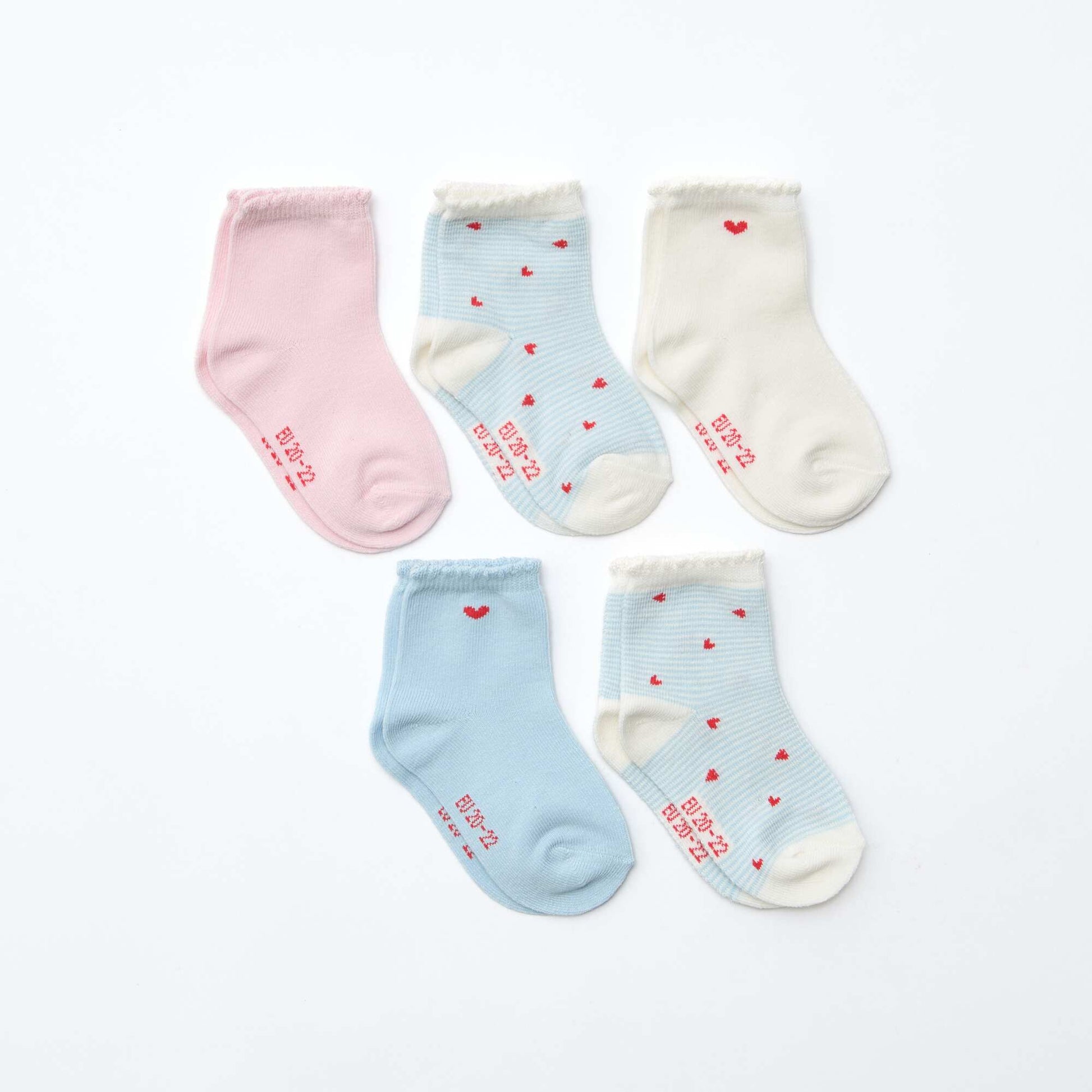 Pack of 5 pairs of stretch knit socks PINK