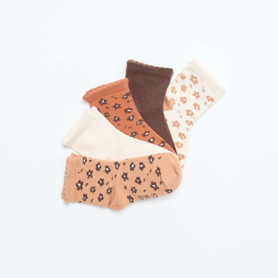 Pack of 5 pairs of stretch knit socks BROWN