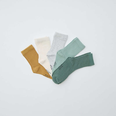 Pack of 5 pairs of plain socks GREEN