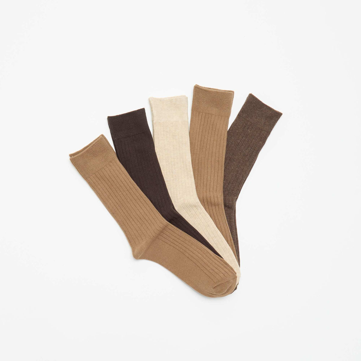 Pack of 5 ribbed socks BROWN