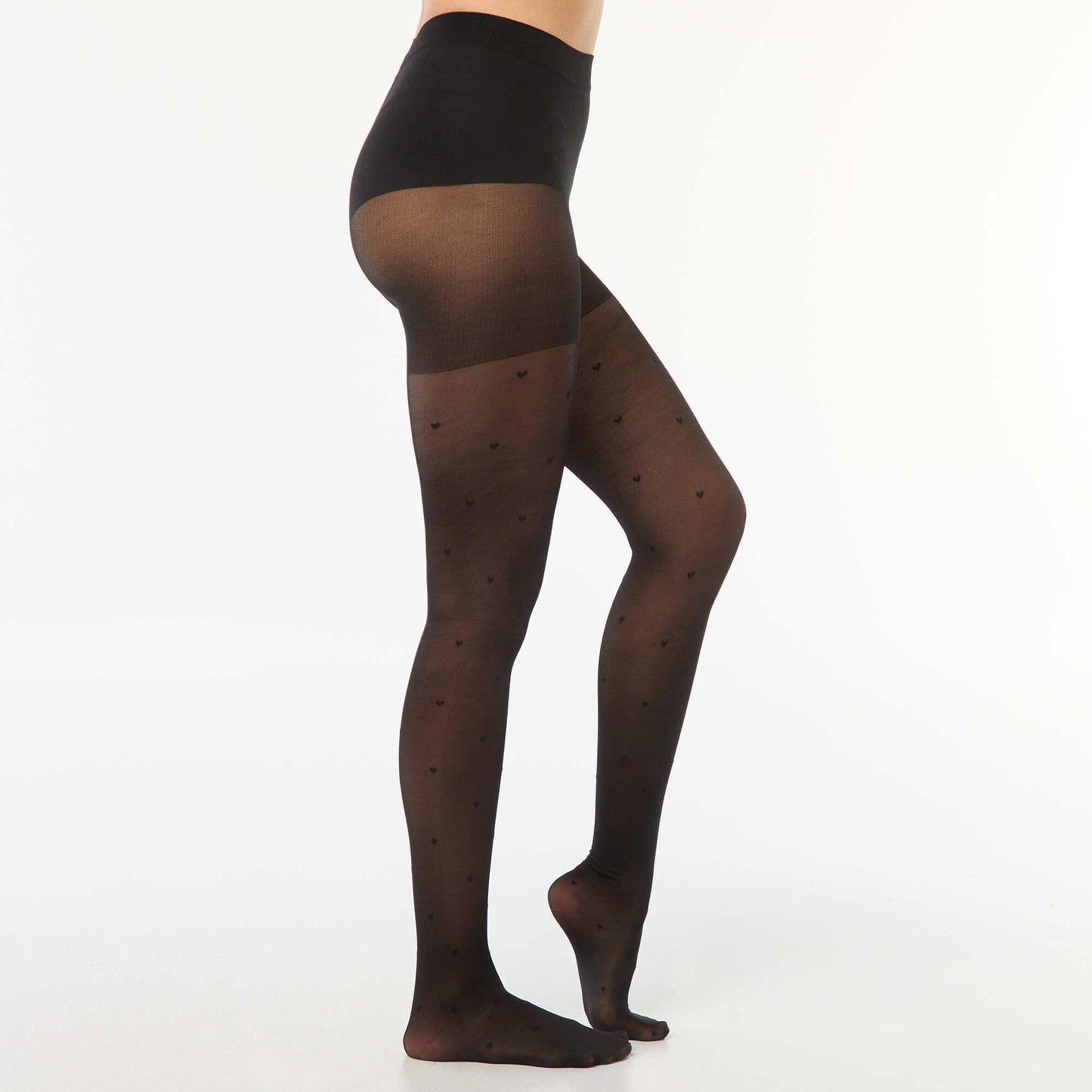 Heart dotted tights BLACK