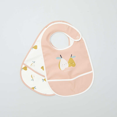 Pack of 2 'Baby Calin' food-catcher bibs WHITE