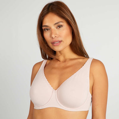 Cotton bra for D & E cups PURPLE