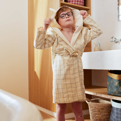 Terry and Cotton Gauze Bathrobe - Kiabi Home BEIGE