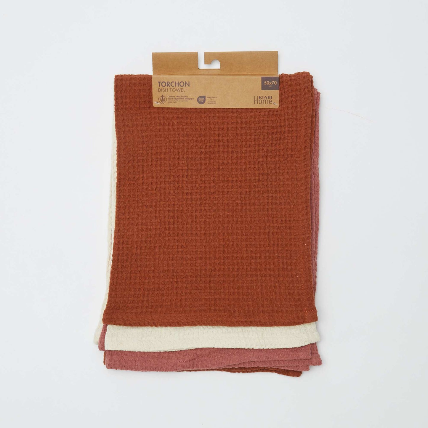 Set of 3 Rectangular Honeycomb Tea Towels ORANGE