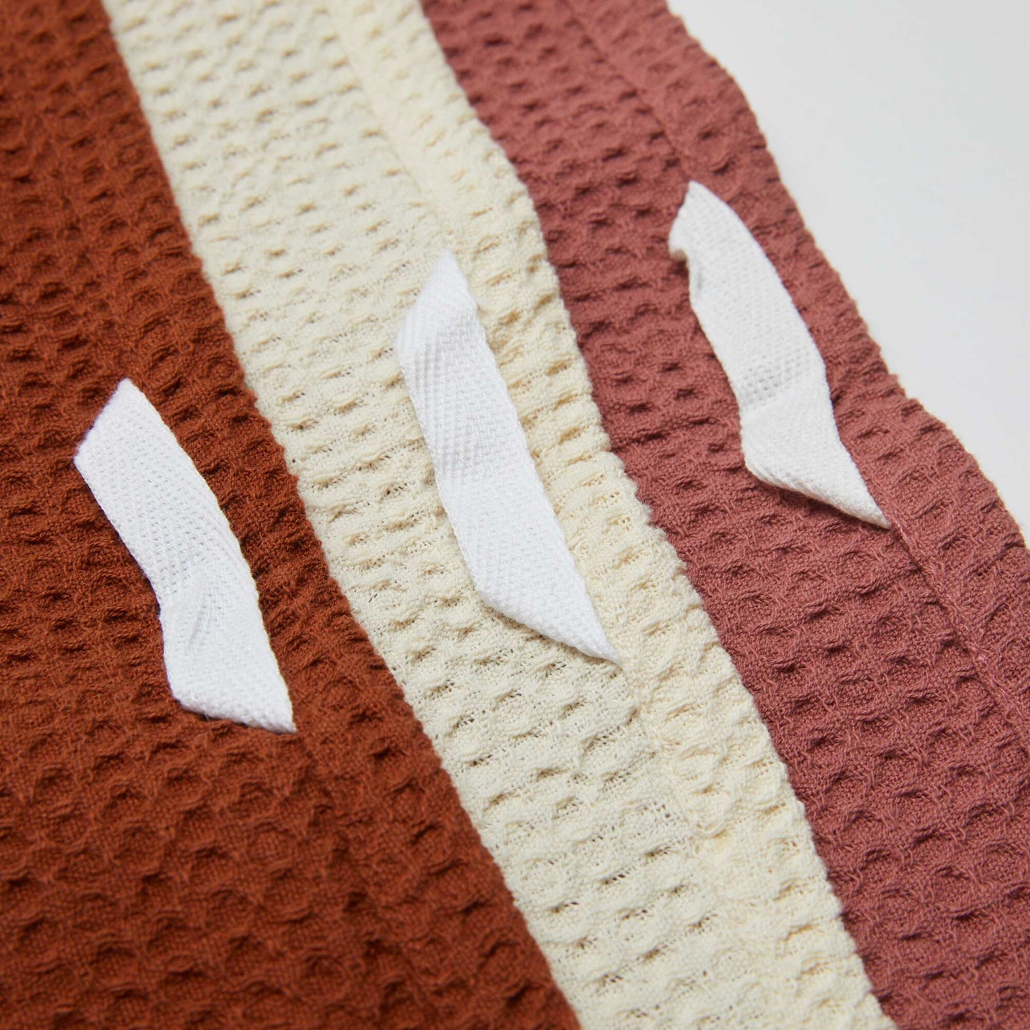 Set of 3 Rectangular Honeycomb Tea Towels ORANGE