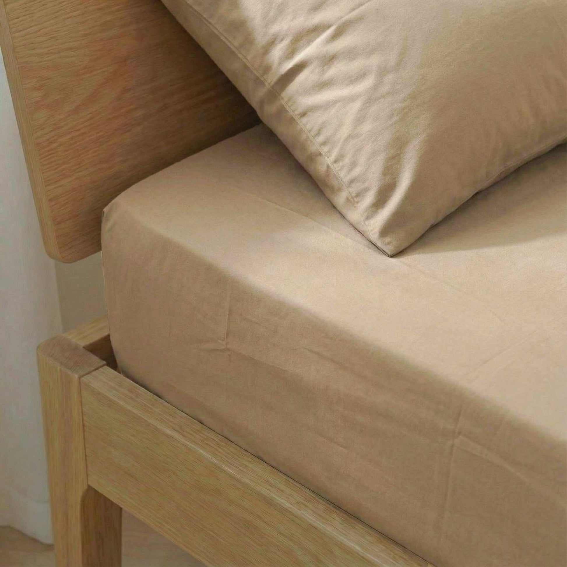 Solid Fitted Sheet 140 x 200 cm BEIGE