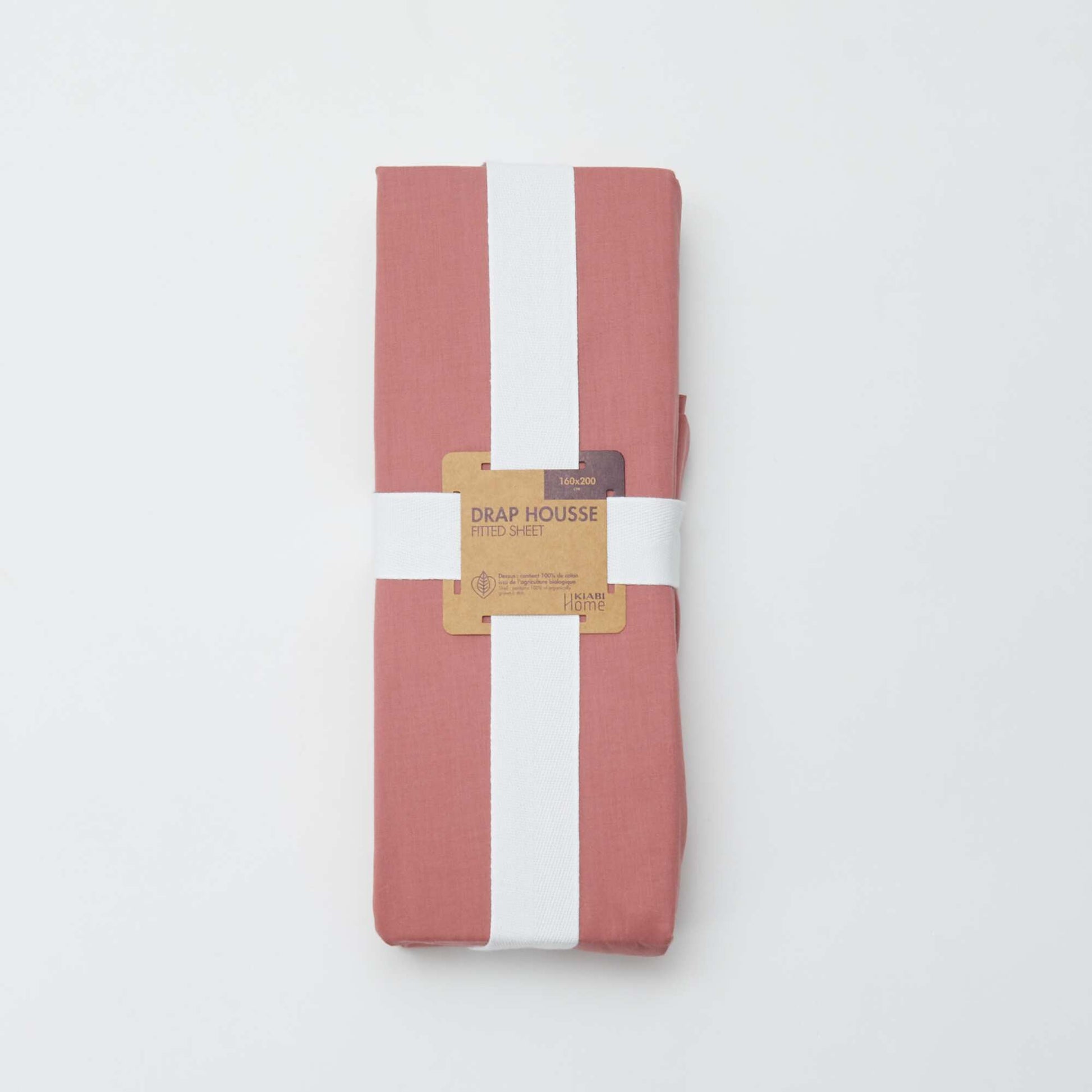 2-Person Cotton Fitted Sheet (160x200cm) - Kiabi Home PINK