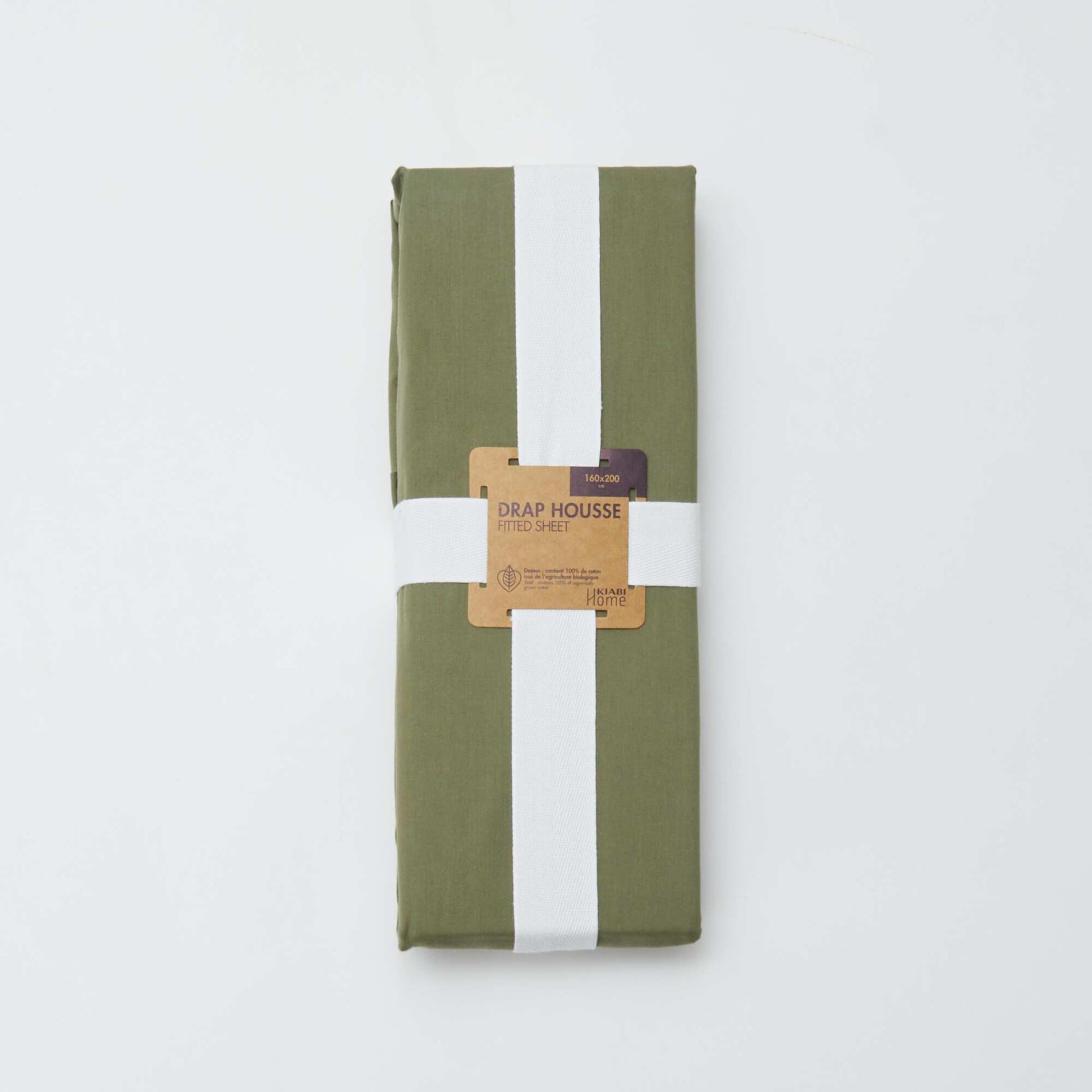 2-Person Cotton Fitted Sheet (160x200cm) - Kiabi Home GREEN