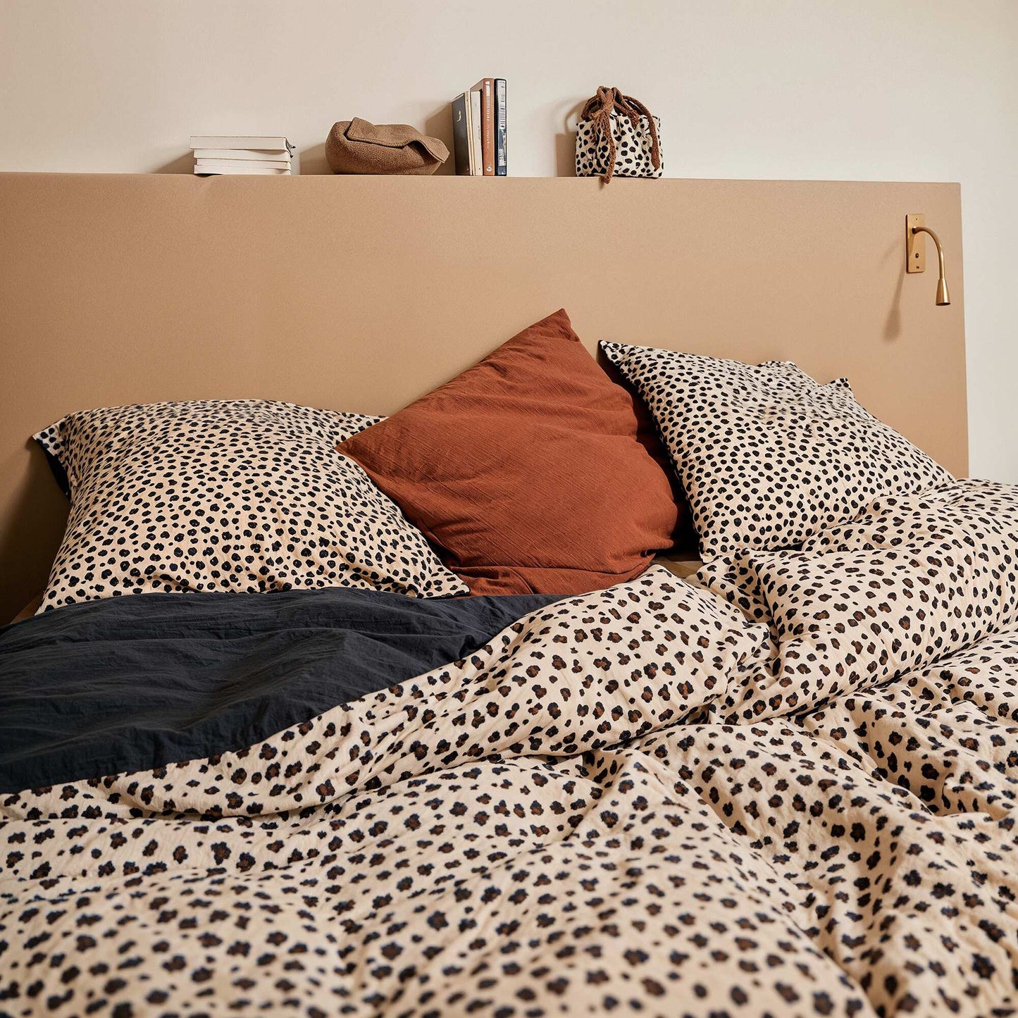 Leopard Print Cotton Gauze Duvet Cover Set (240 x 220cm) - Kiabi Home BEIGE