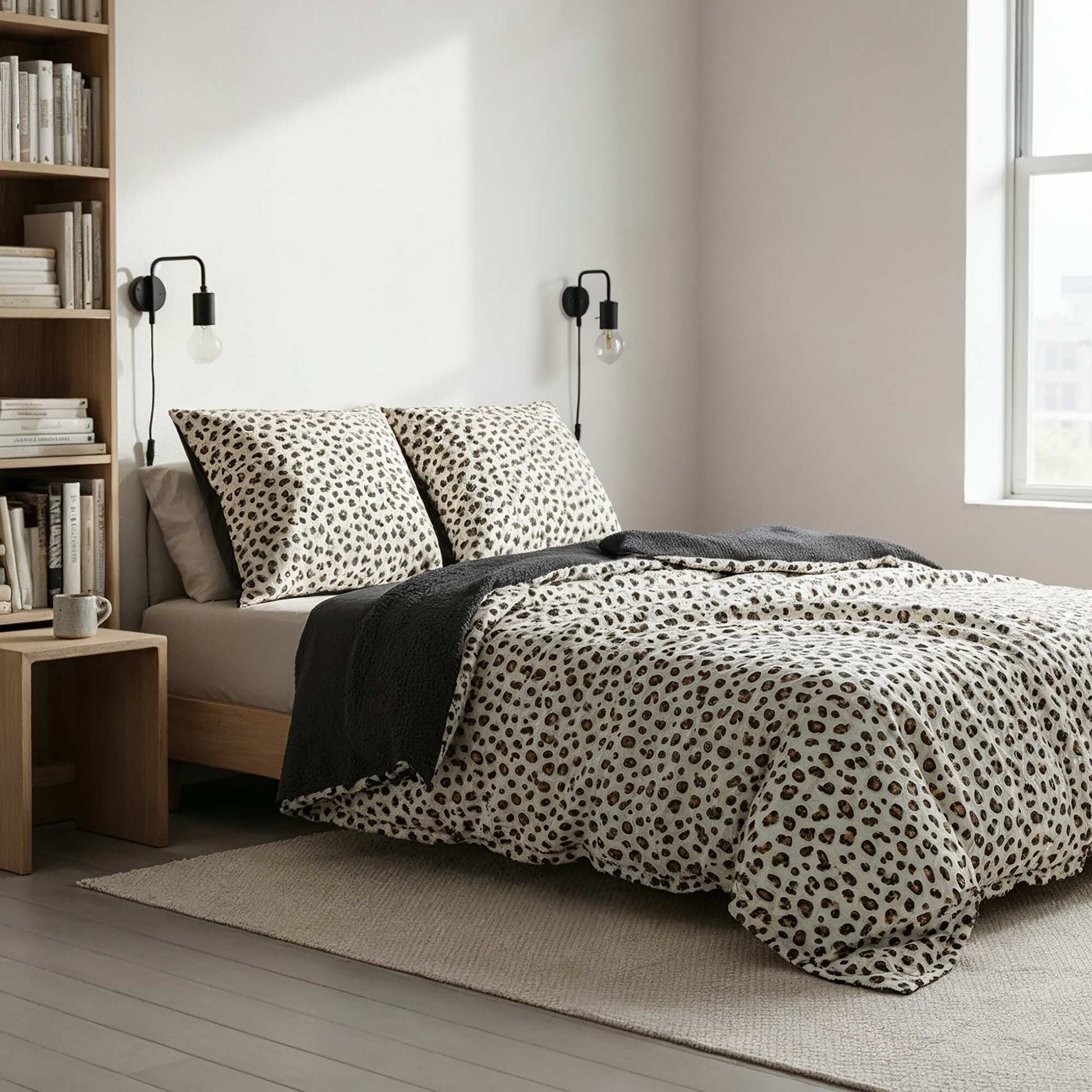 Leopard Print Cotton Gauze Duvet Cover Set (240 x 220cm) - Kiabi Home BEIGE