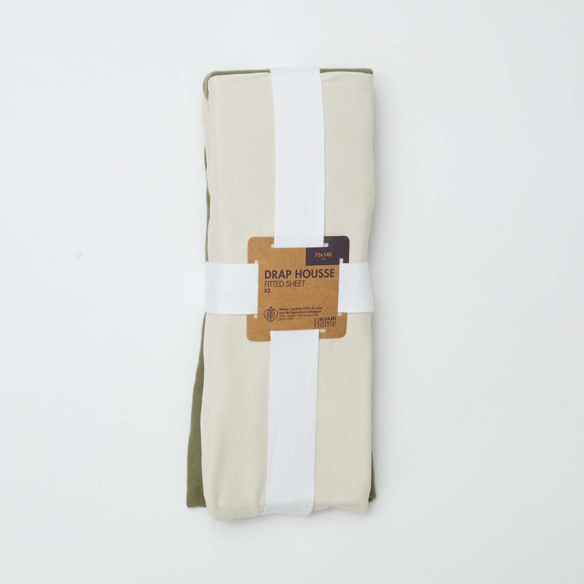 Set of 2 Jersey Fitted Sheets for Baby (70x140) - Kiabi Home WHITE