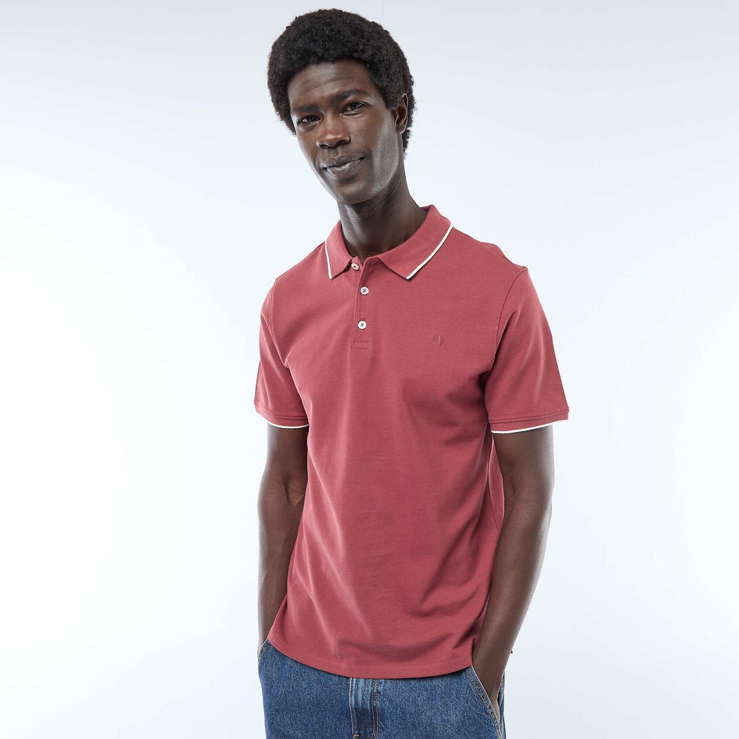 Cotton piqué polo shirt RED