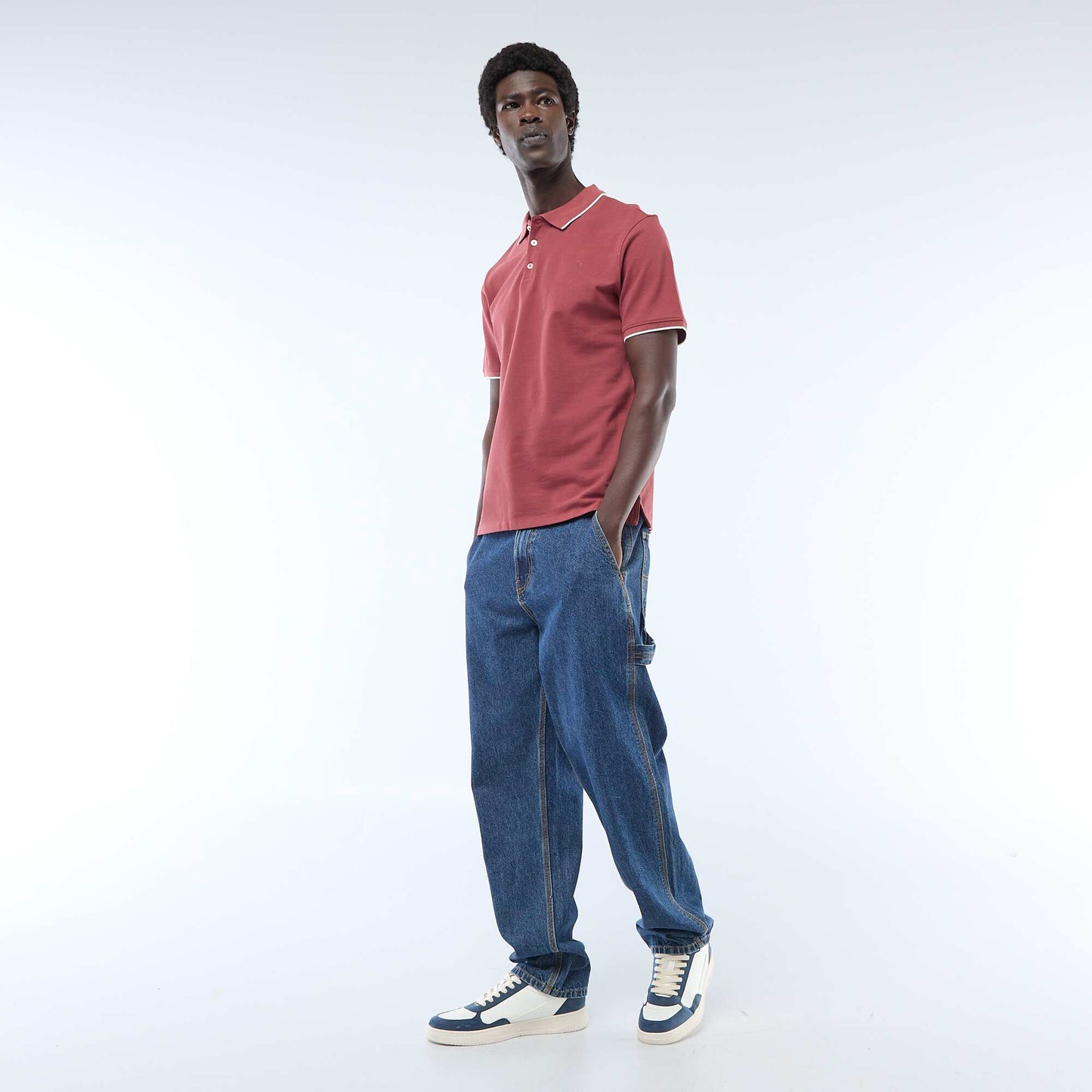 Cotton piqué polo shirt RED
