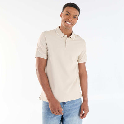 Cotton piqué polo shirt BEIGE
