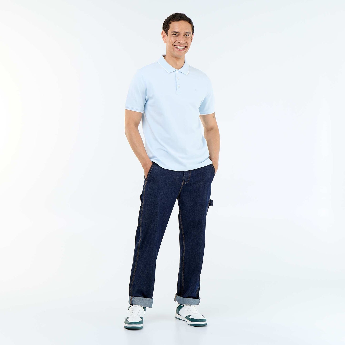 Cotton piqué polo shirt BLUE