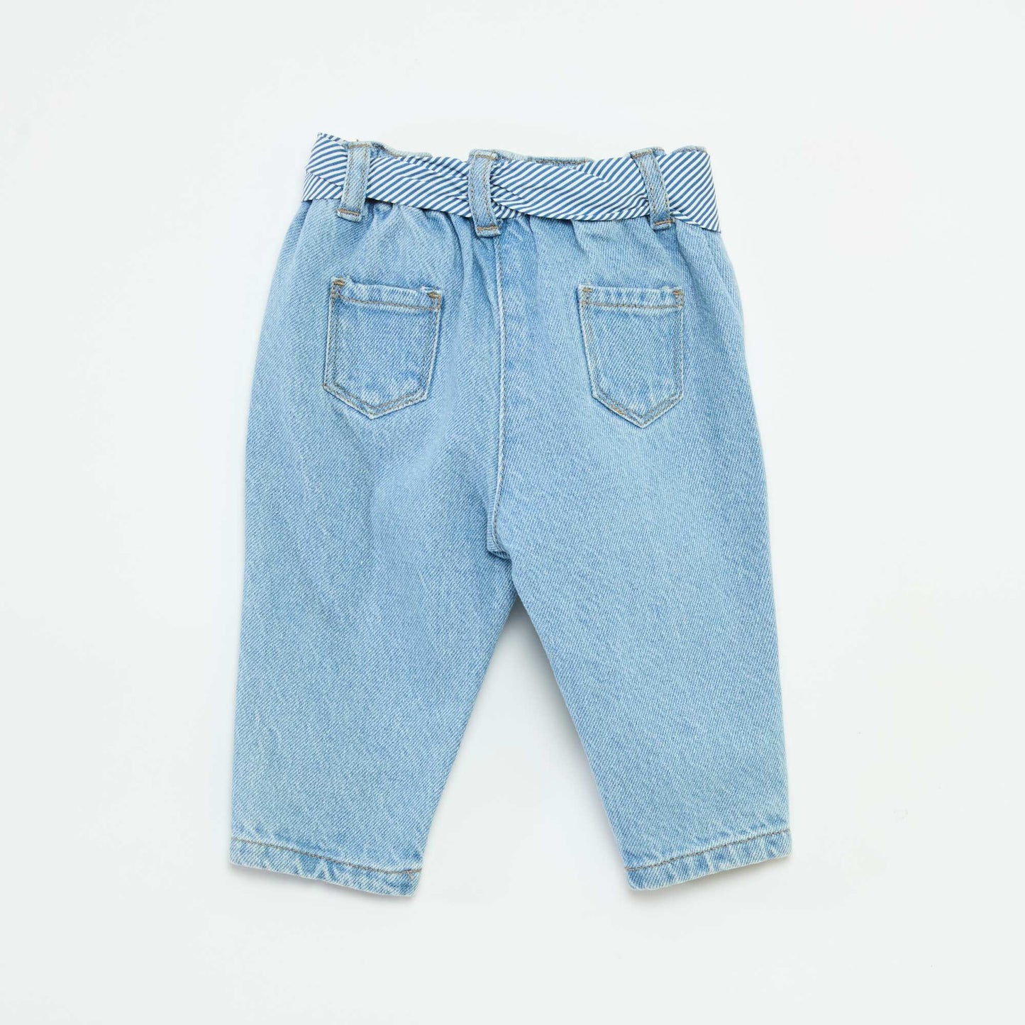 Paperbag jeans with patterned belt BLUE