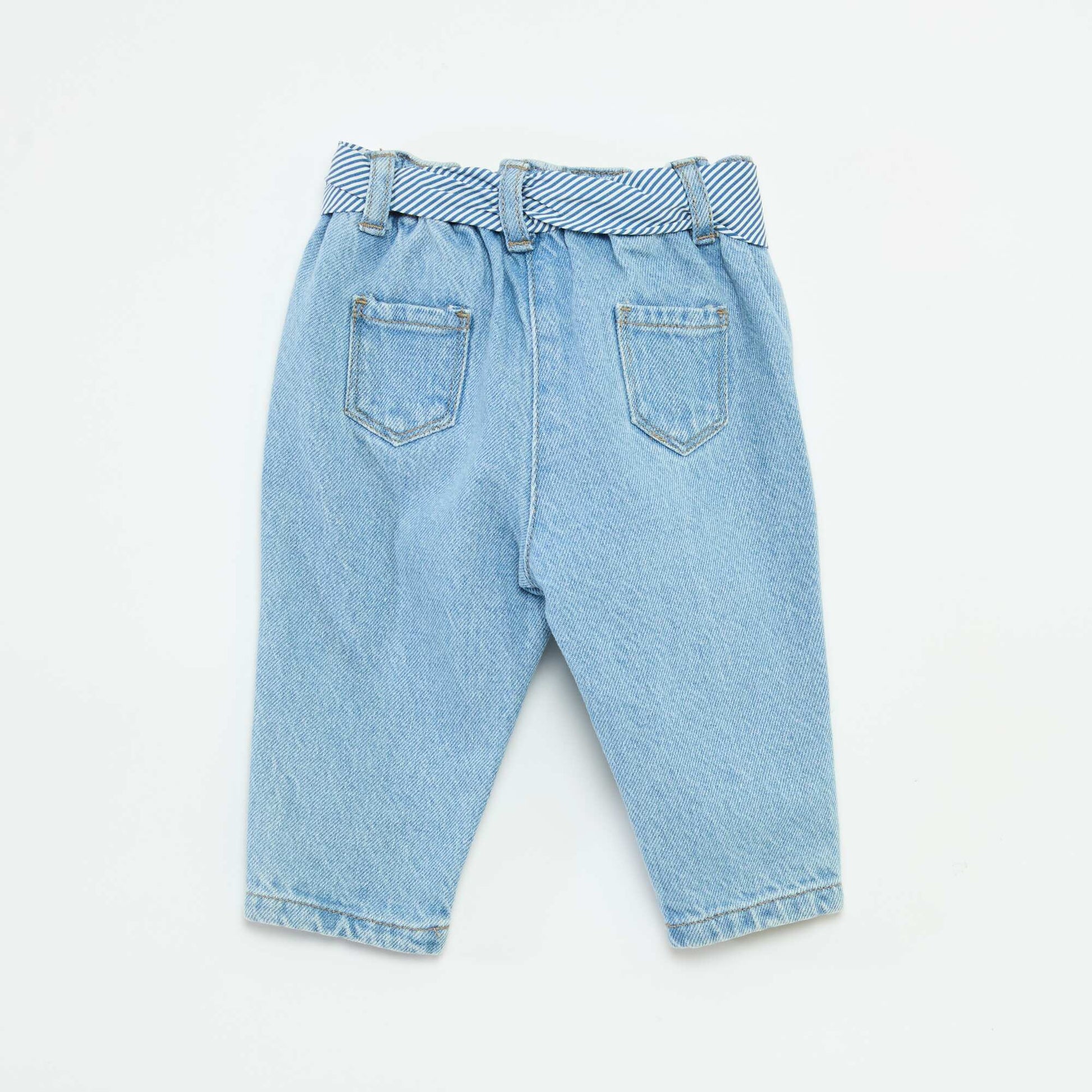 Paperbag jeans with patterned belt BLUE