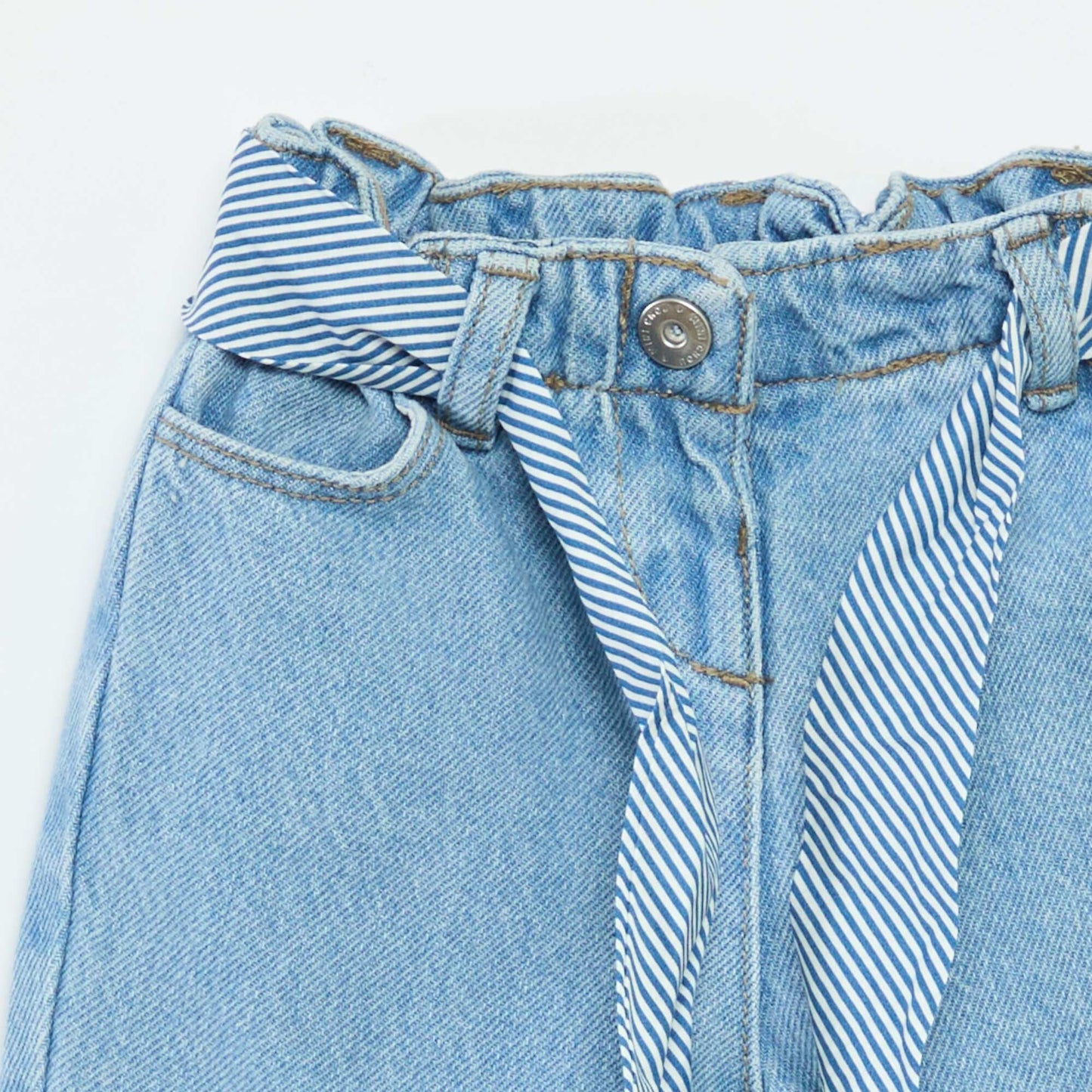 Paperbag jeans with patterned belt BLUE
