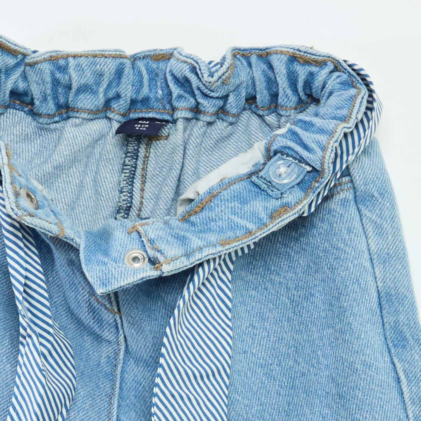 Paperbag jeans with patterned belt BLUE