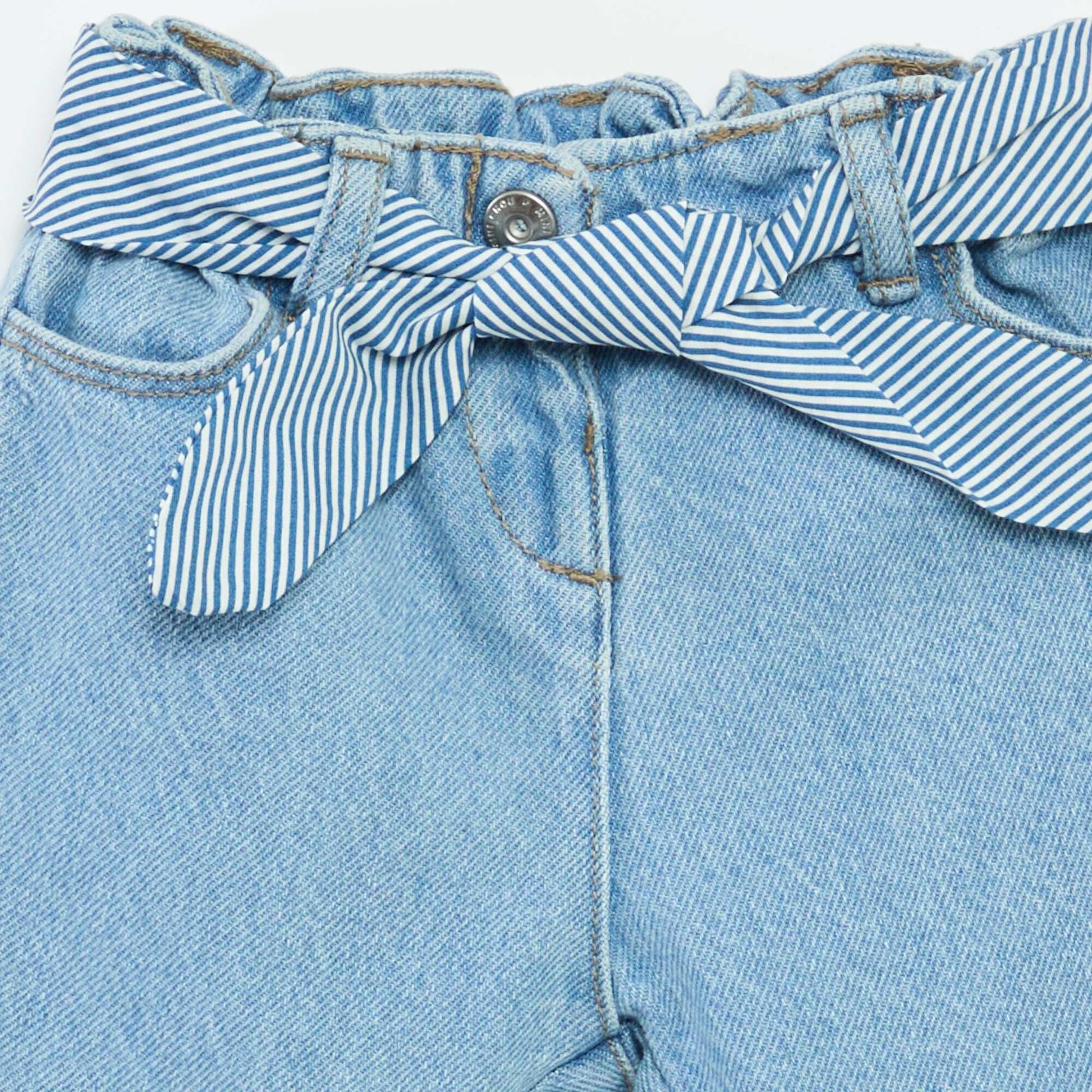 Paperbag jeans with patterned belt BLUE
