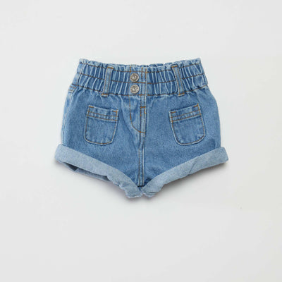 Denim paperbag shorts BLUE