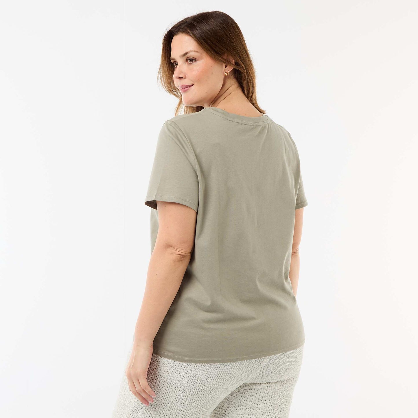 Short-sleeved jersey knit T-shirt GREEN