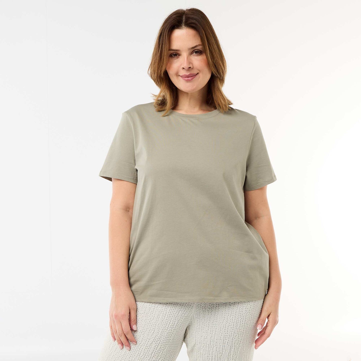 Short-sleeved jersey knit T-shirt GREEN