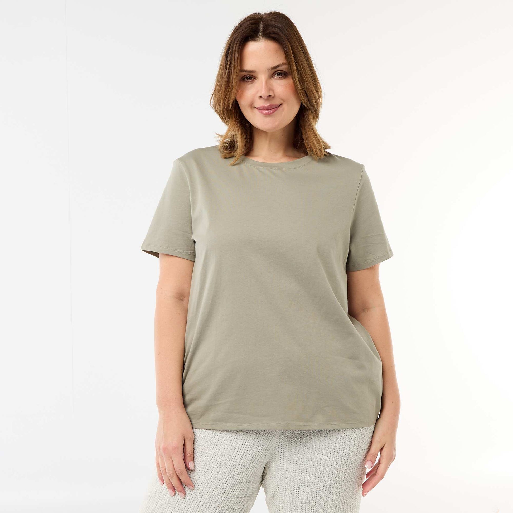 Short-sleeved jersey knit T-shirt GREEN