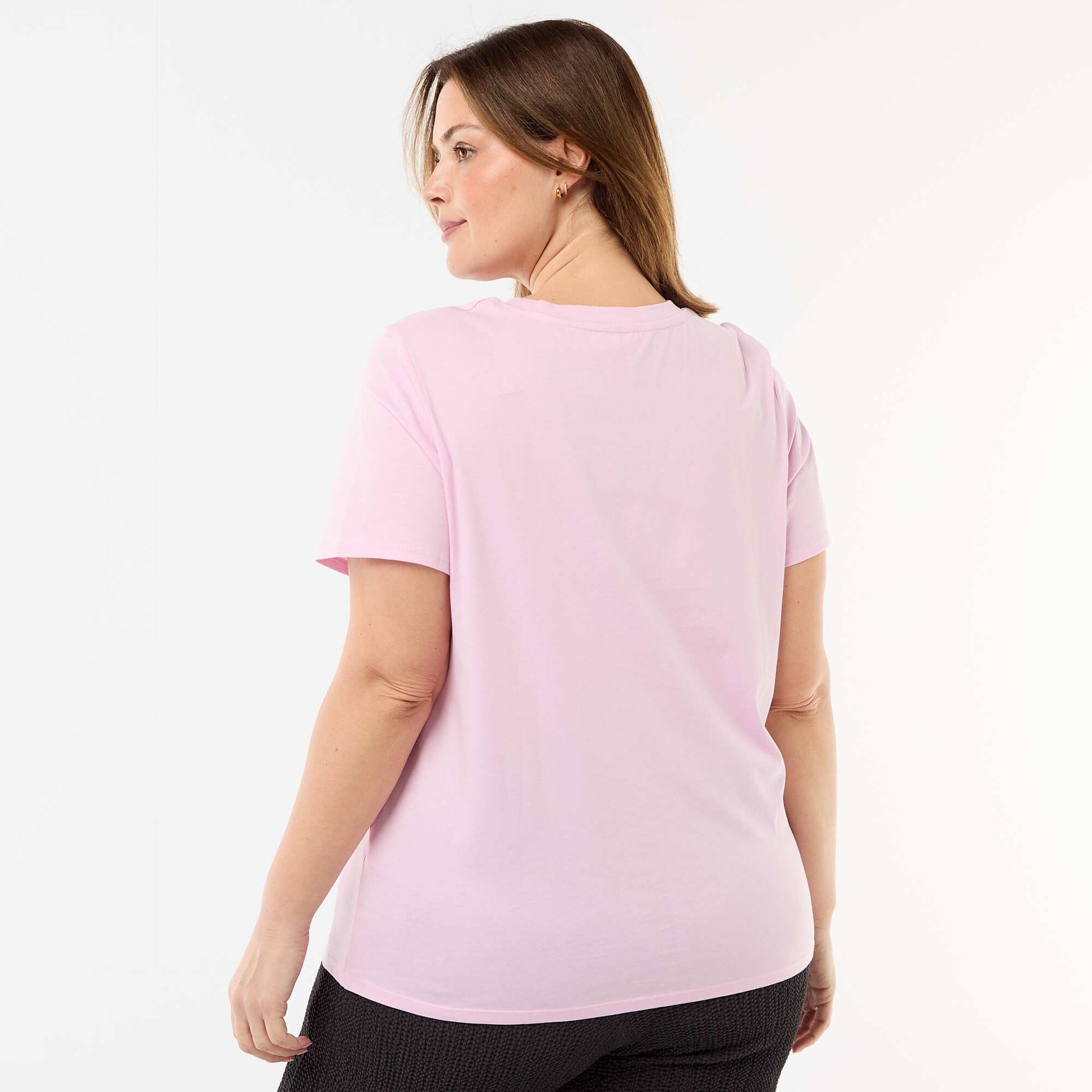 Short-sleeved jersey knit T-shirt PINK