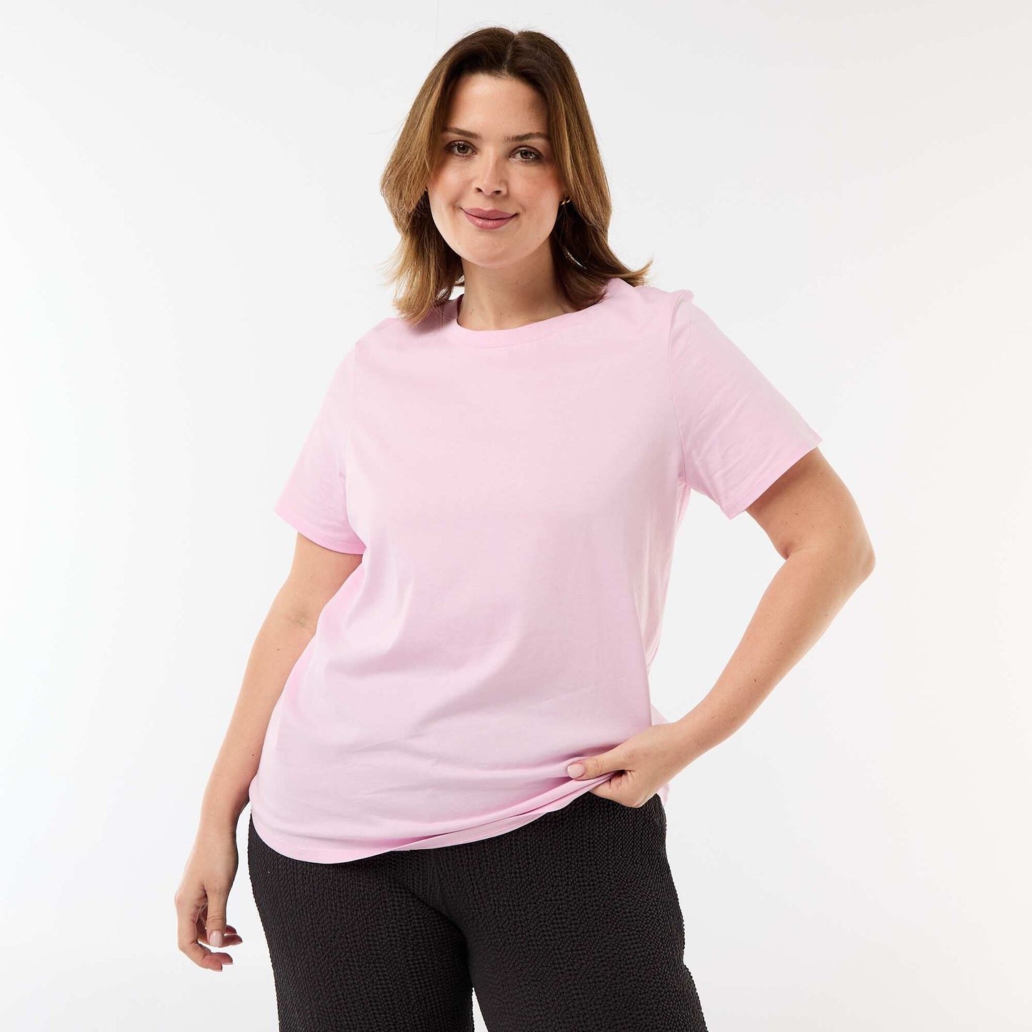 Short-sleeved jersey knit T-shirt PINK
