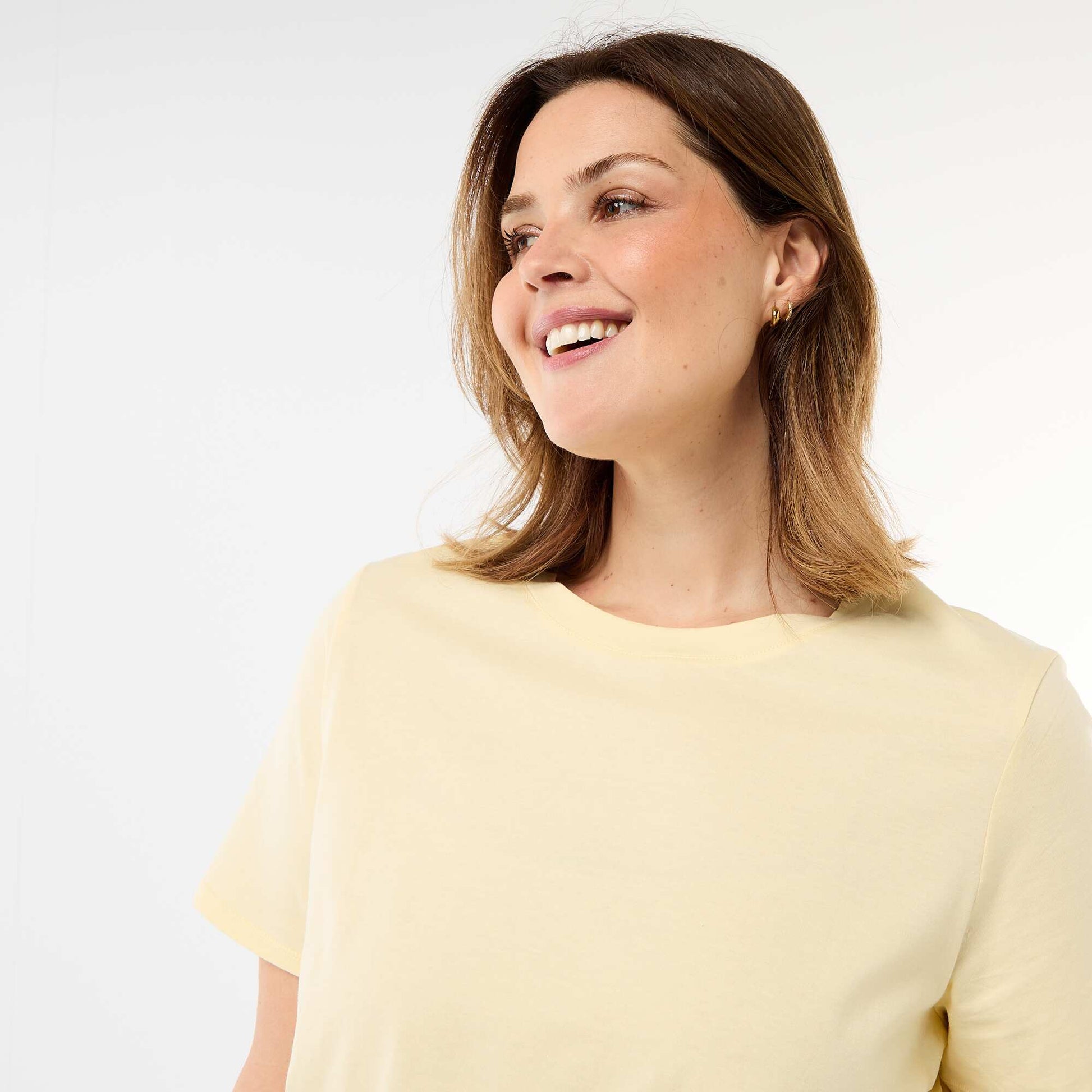 Short-sleeved jersey knit T-shirt YELLOW