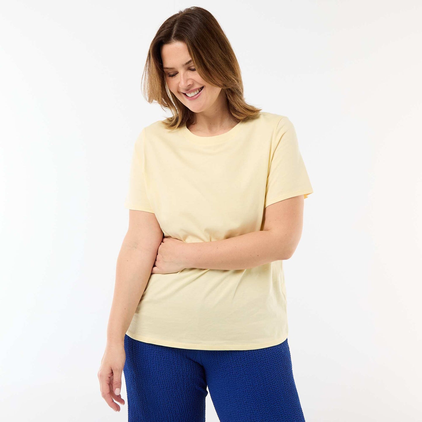 Short-sleeved jersey knit T-shirt YELLOW