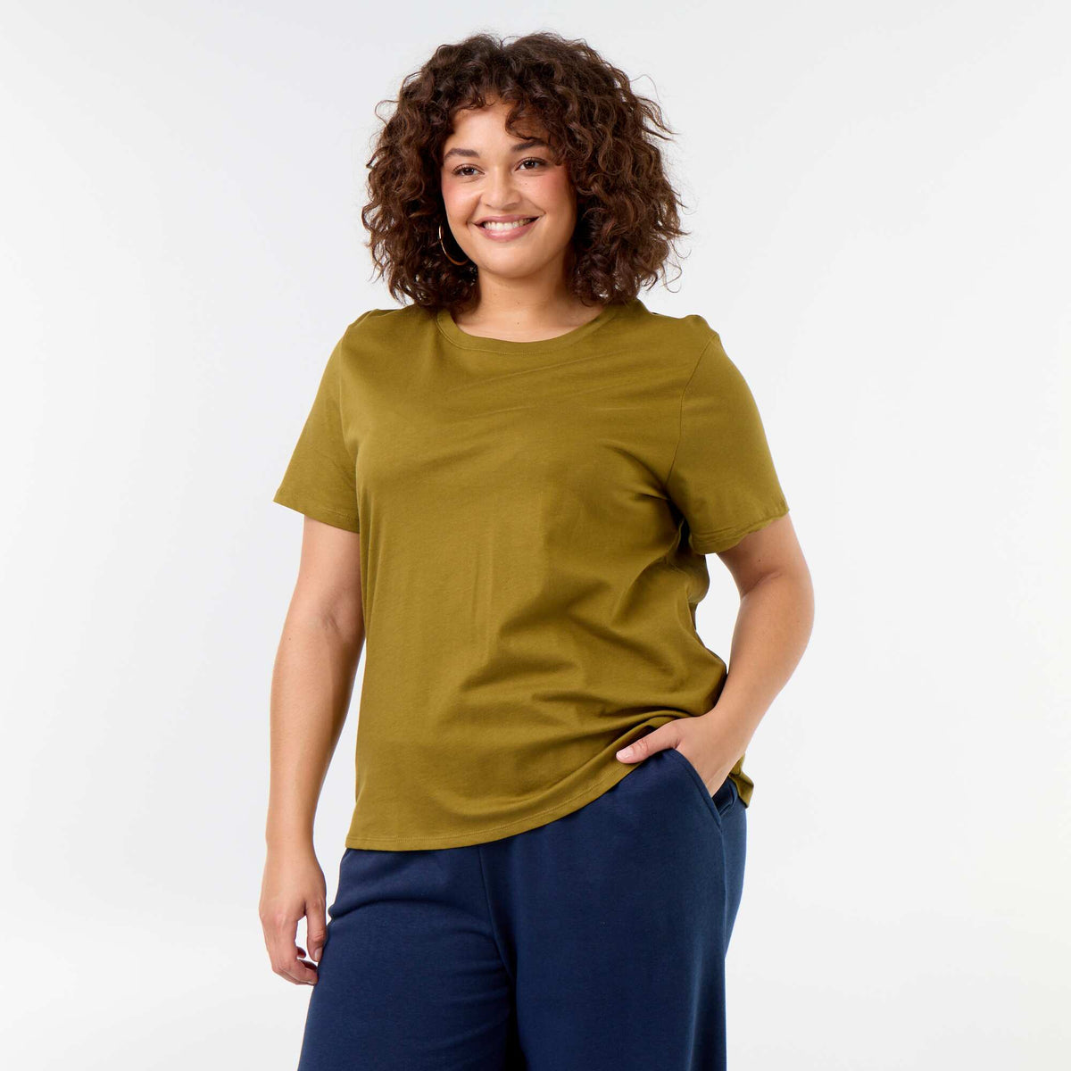 Short-sleeved jersey knit T-shirt GREEN