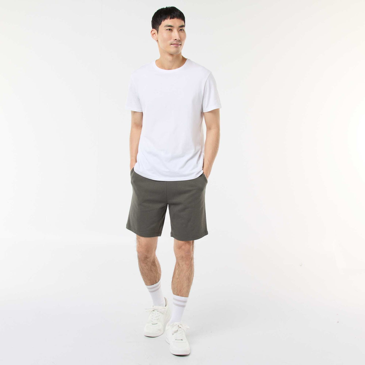 Lightweight sweatshirt fabric Bermuda shorts KHAKI