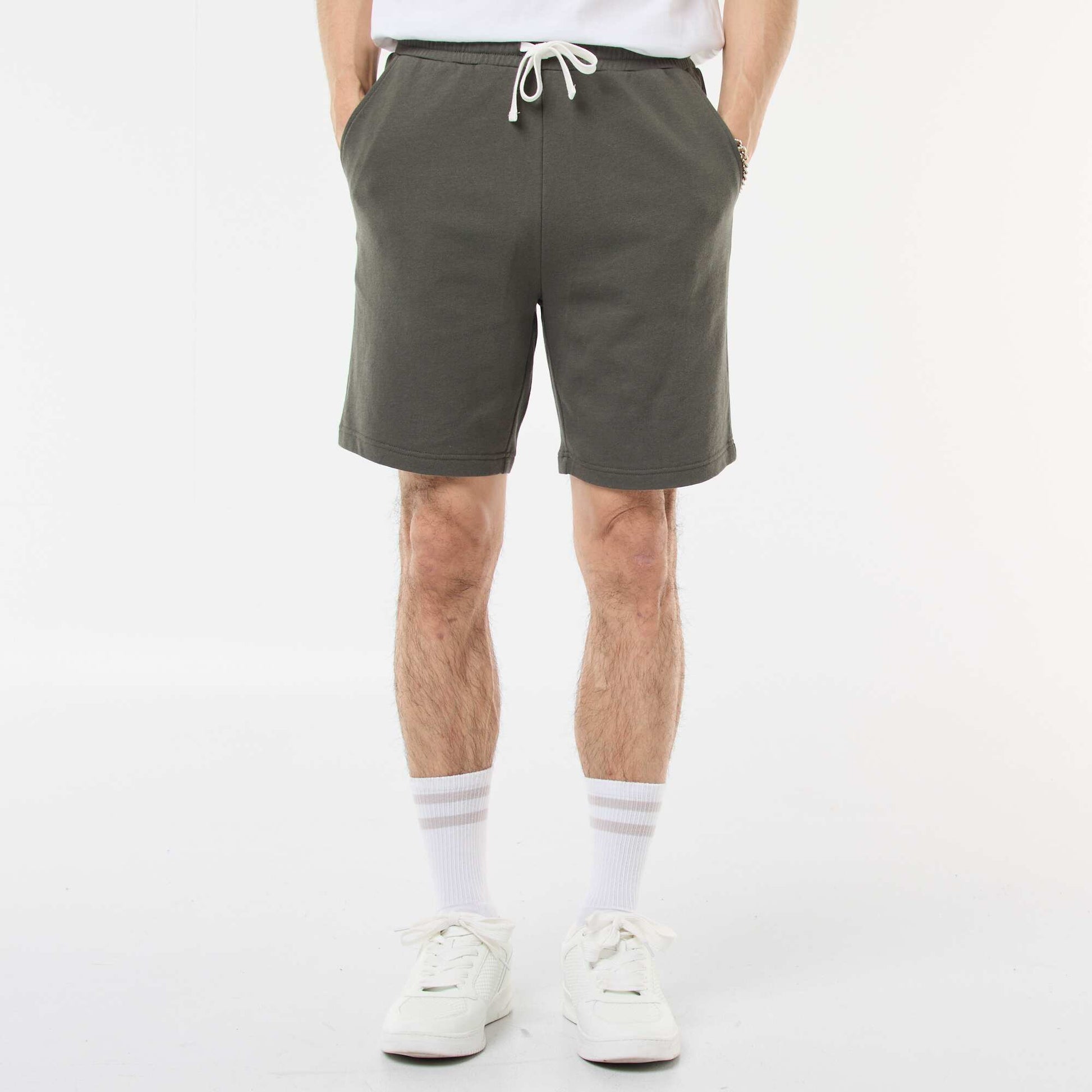 Lightweight sweatshirt fabric Bermuda shorts KHAKI