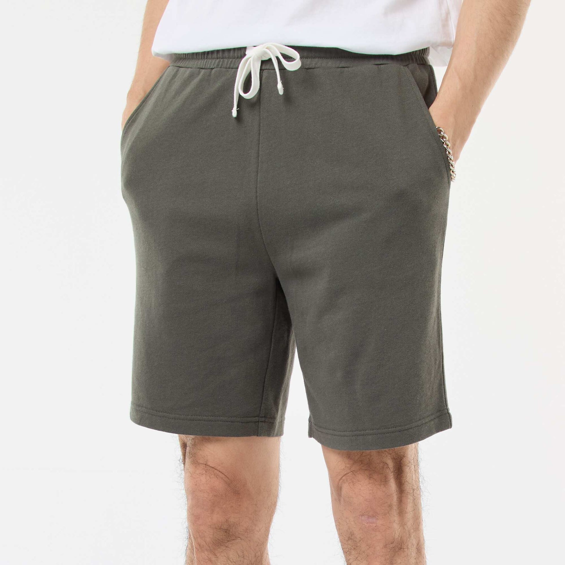 Lightweight sweatshirt fabric Bermuda shorts KHAKI