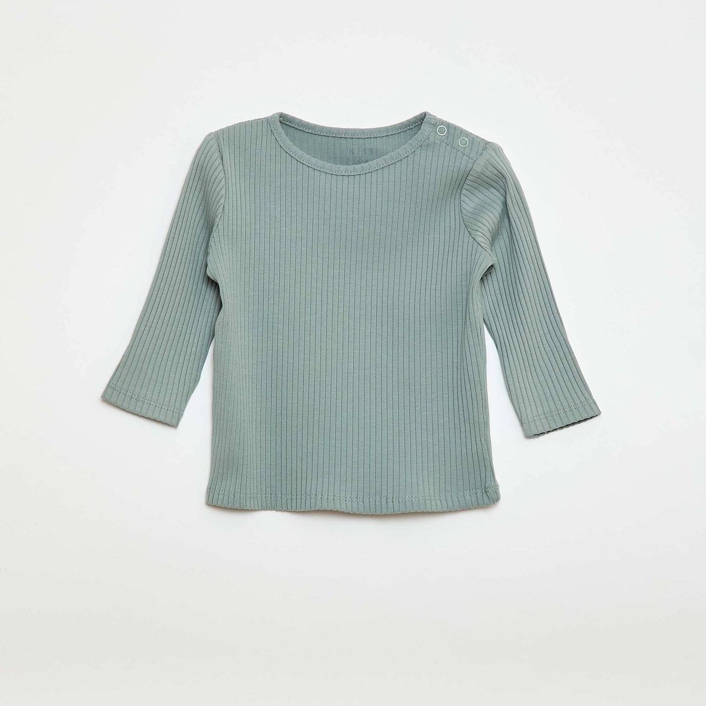 Pack of 2 plain ribbed long-sleeved T-shirts BEIGE