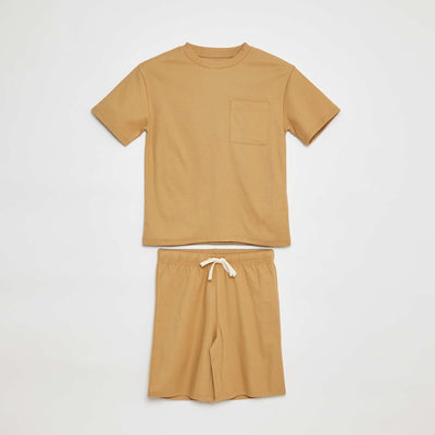 Waffle short pyjama set - 2-piece set YELLOW