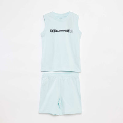 Sleeveless T-shirt + shorts pyjama set - 2-piece set BLUE