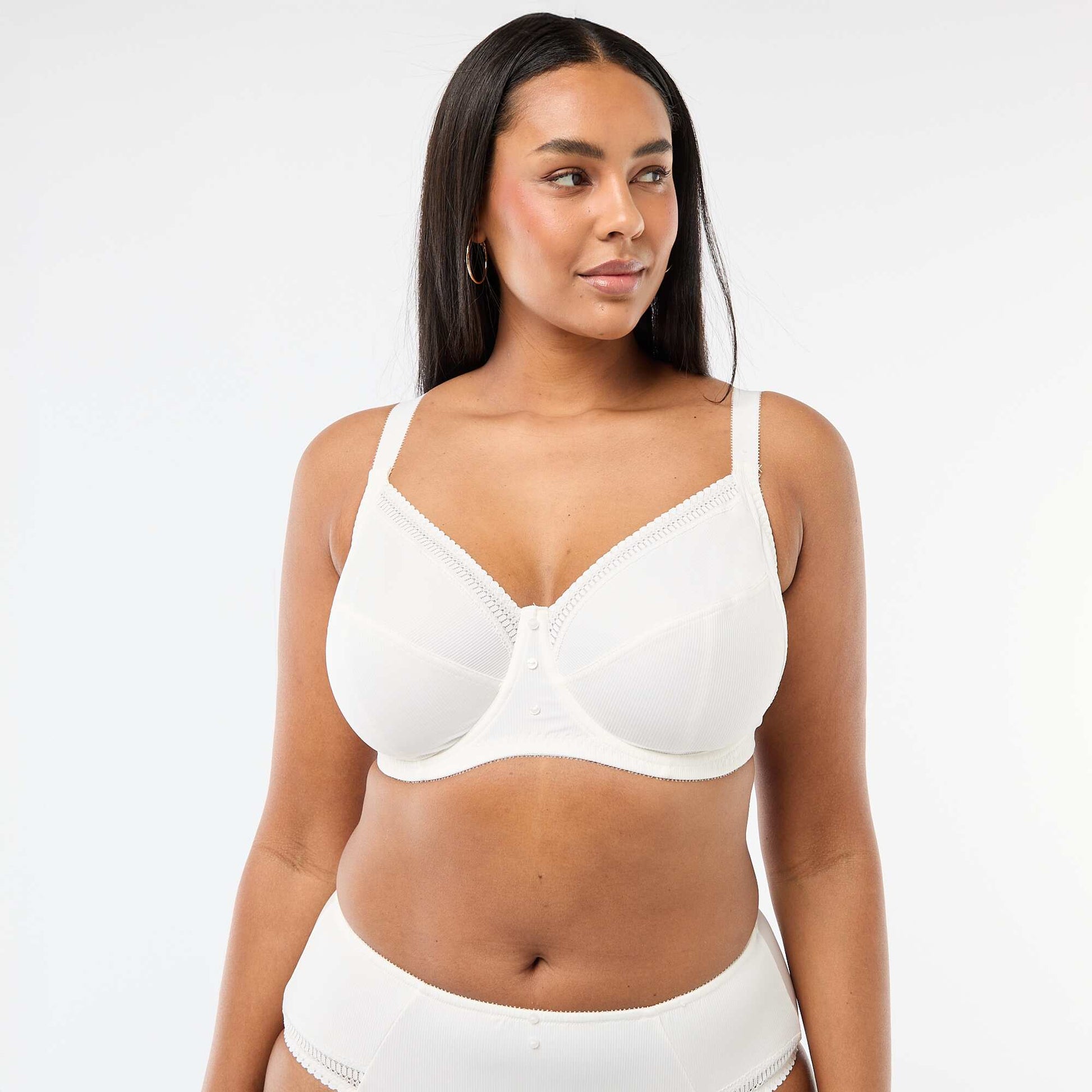 Ribbed microfibre demi-cup bra WHITE