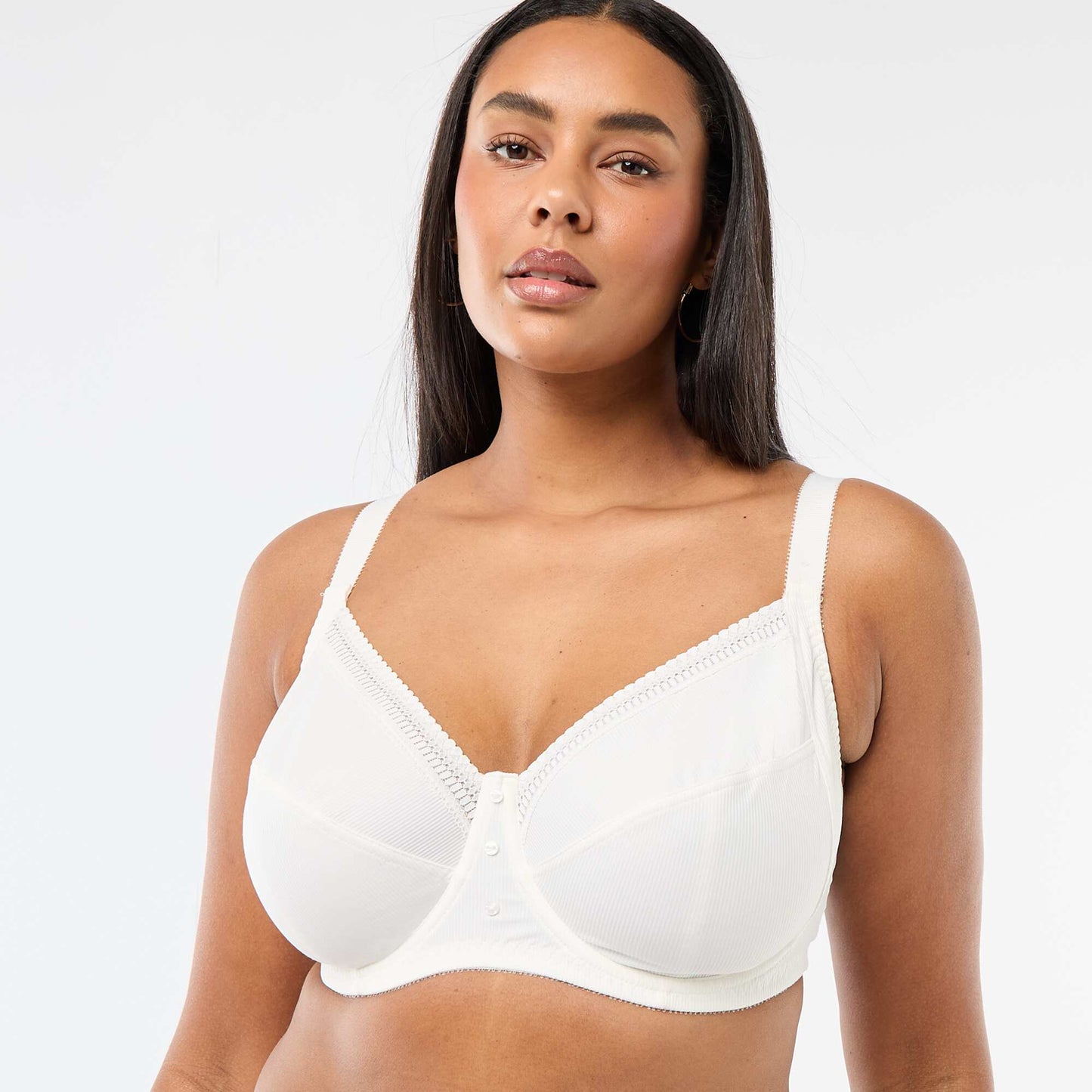 Ribbed microfibre demi-cup bra WHITE