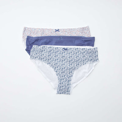 Pack of 3 stretch cotton briefs BLUE