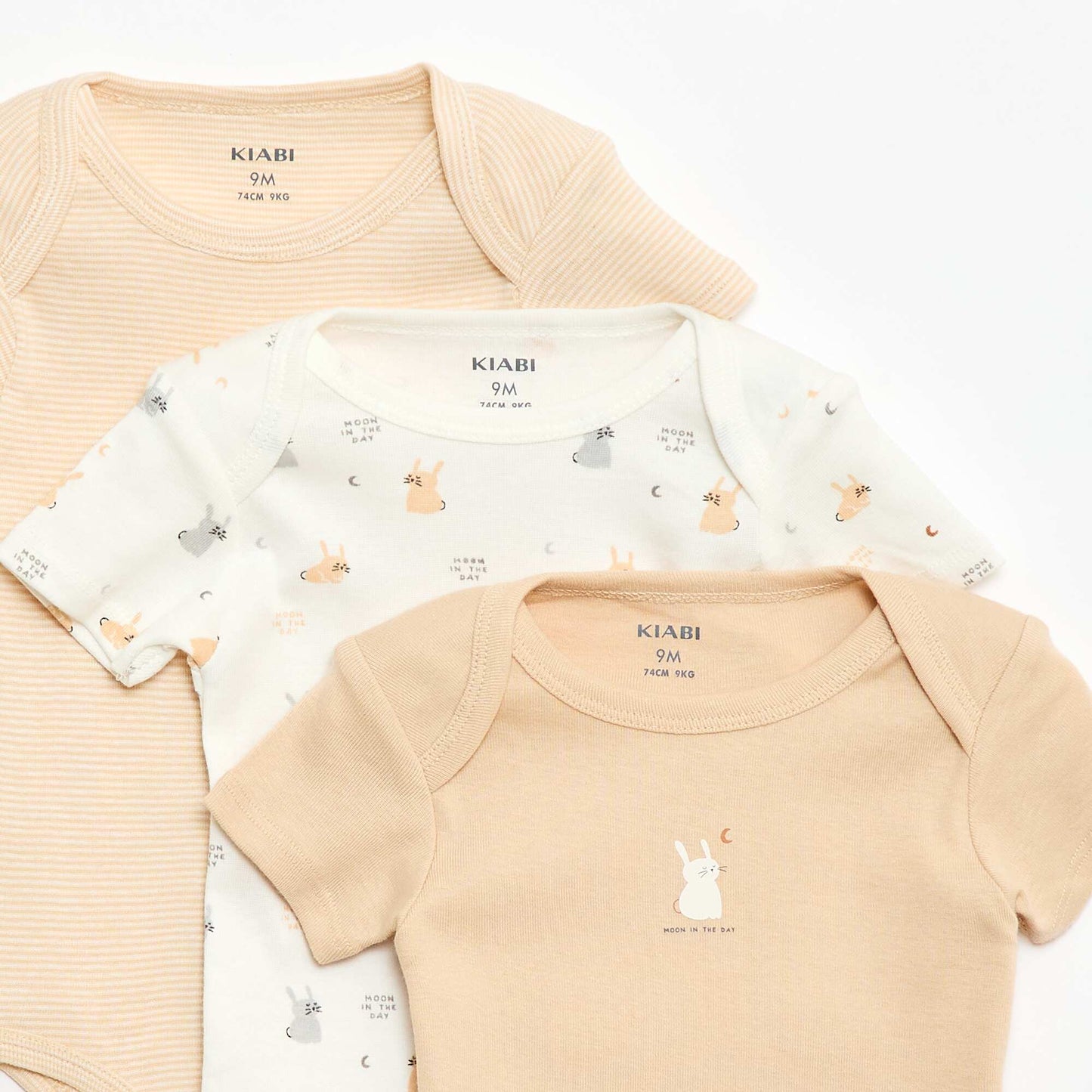 Printed cotton bodysuits - Pack of 3 BEIGE