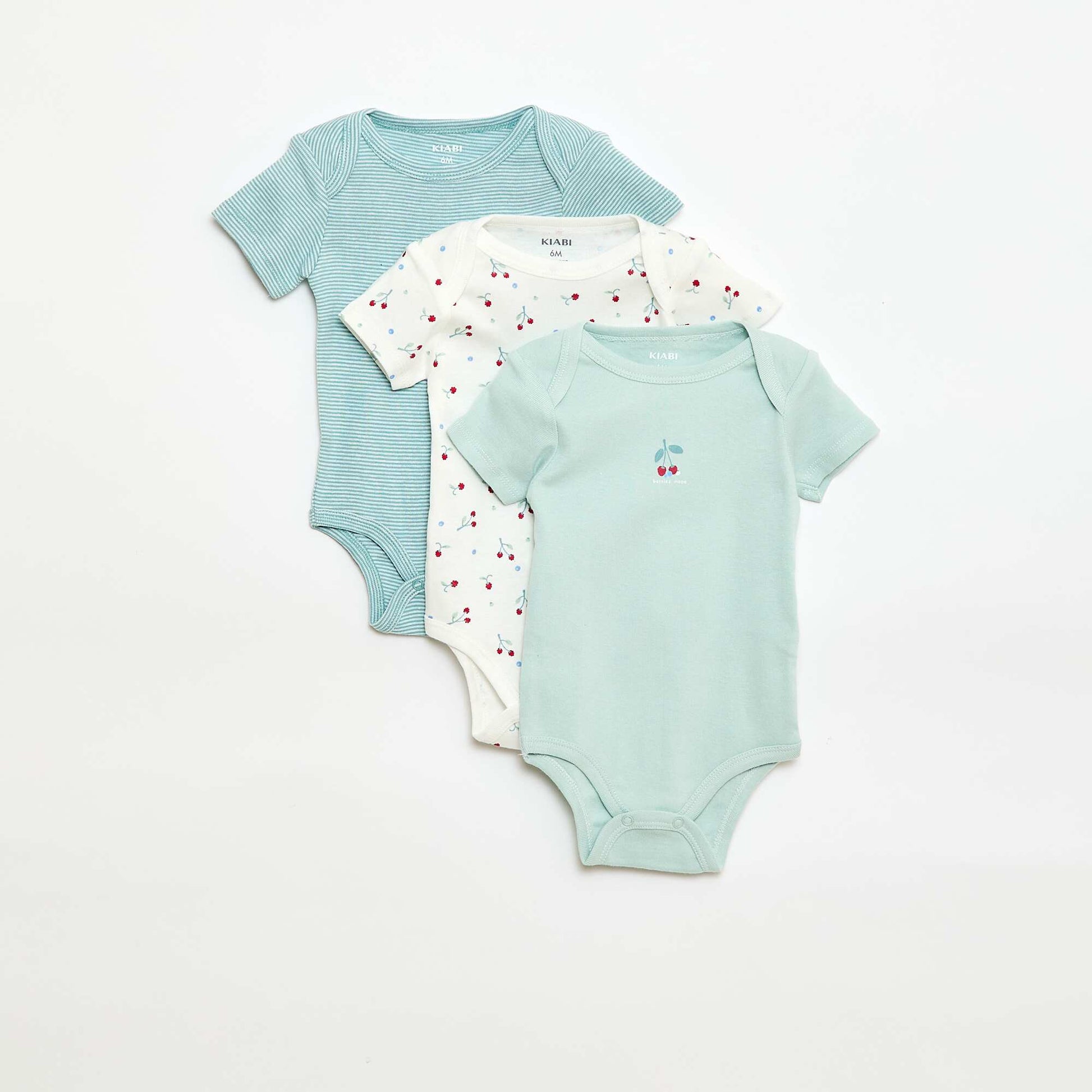 Printed cotton bodysuits - Pack of 3 GREEN