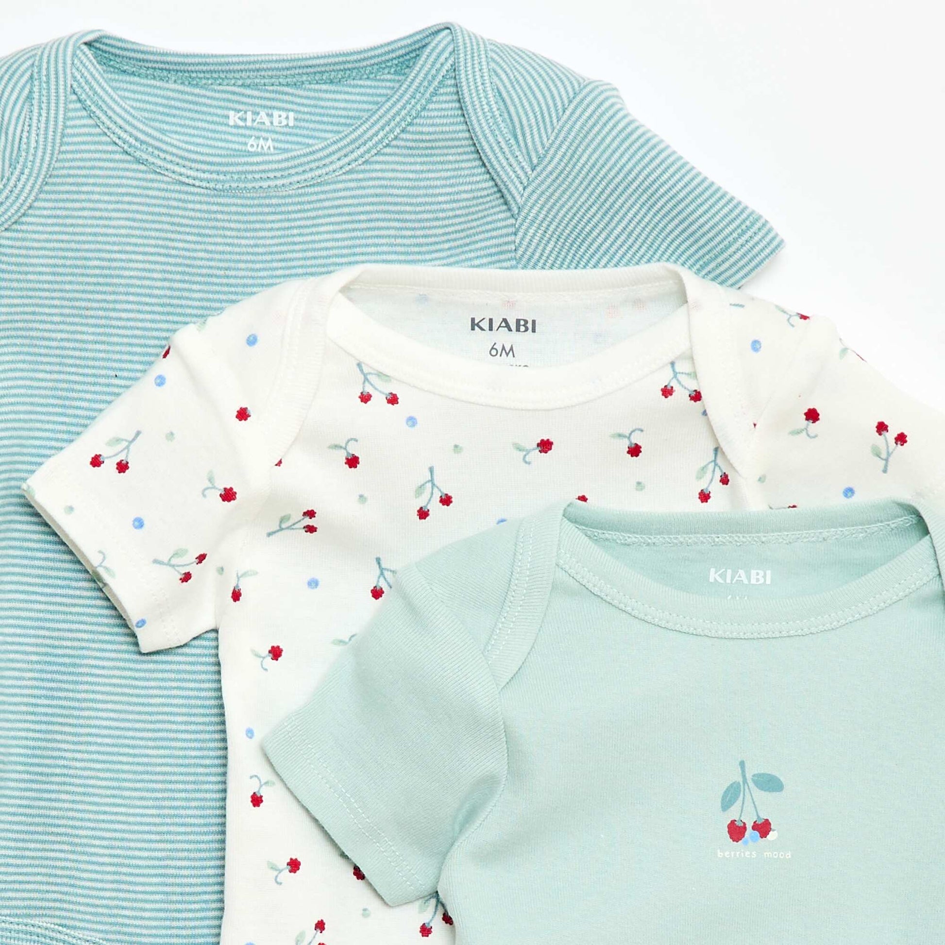 Printed cotton bodysuits - Pack of 3 GREEN