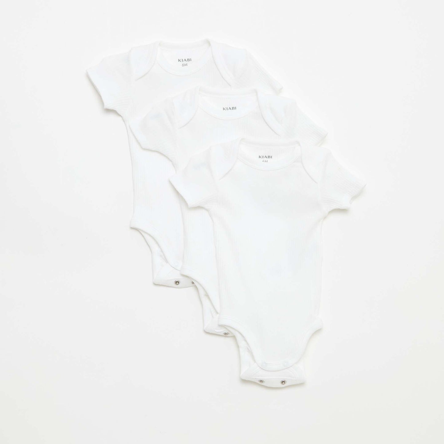 Plain knit grow-with-them bodysuits - Pack of 3 WHITE