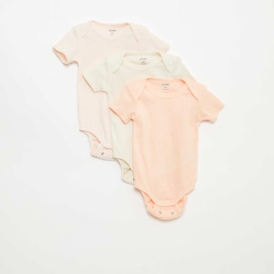 Plain knit grow-with-them bodysuits - Pack of 3 ORANGE