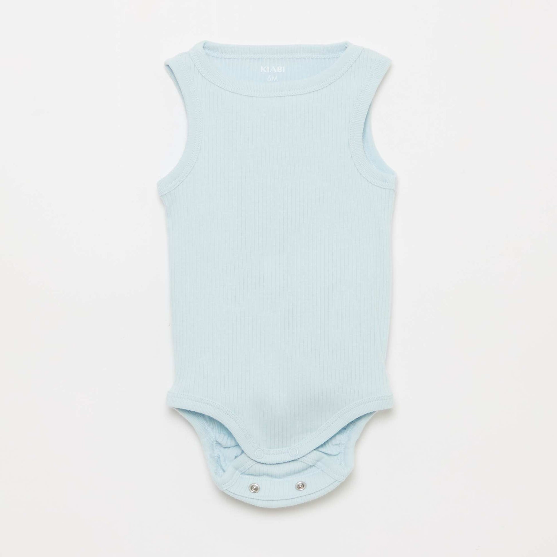 Pack of 3 plain grow-with-them strappy bodysuits BLUE