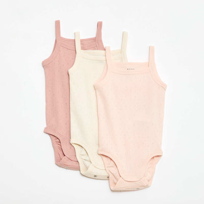 Strappy grow-with-them bodysuits - Pack of 3 PINK
